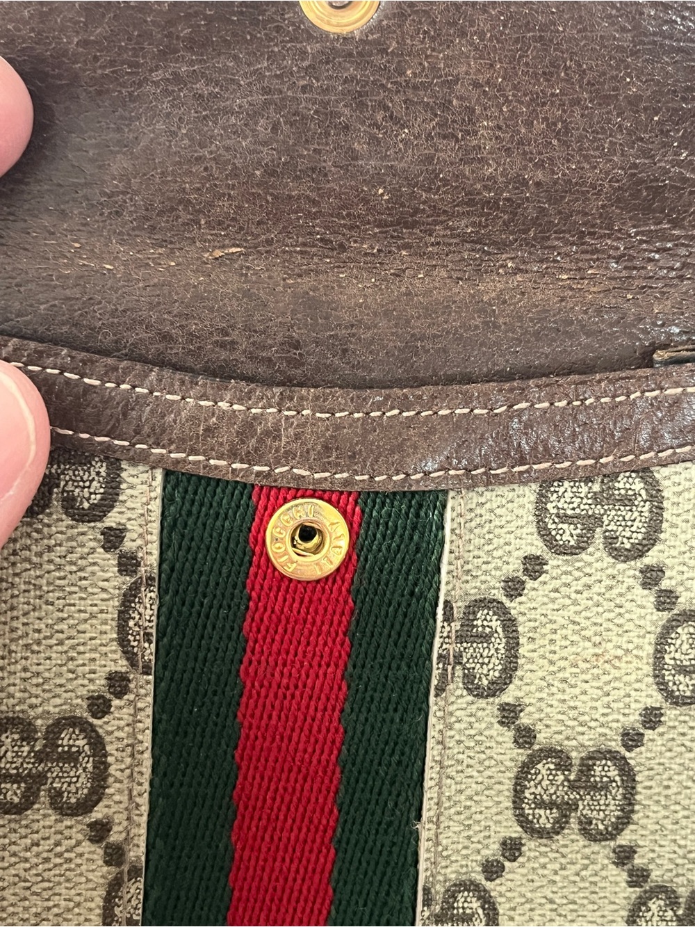 Gucci Brown Monogram Canvas Card Case with Green and Red Web - Picture 5 of 11